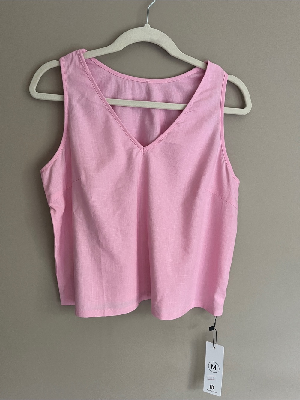 Rihoas v neck pastel pink linen v neck tank new size medium